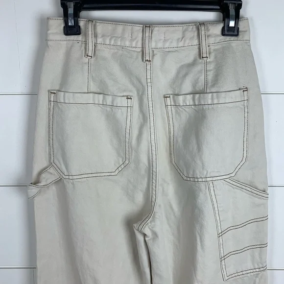 PacSun Wide Leg Carpenter Ultra High Waist Cream Color Jeans Size 27 - Picture 7 of 16